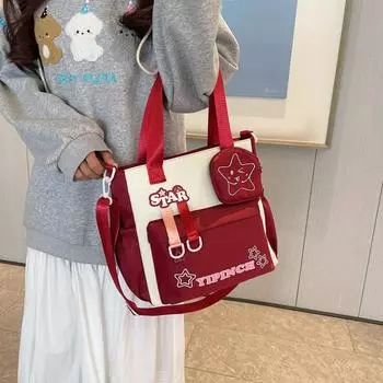 Контрастная цветная сумка для учеников средней школы, женская сумка через плечо, сумка для учеников синий