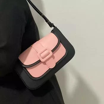 Контрастная цветная сумка подмышкой для девочки, розовая, милая, крутая, универсальная, через плечо, новые женские шикарные квадратные сумки