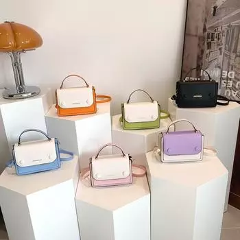 Контрастная цветная текстура, маленькая свежая и модная сумка через плечо для женщин, весенняя новая маленькая квадратная сумка