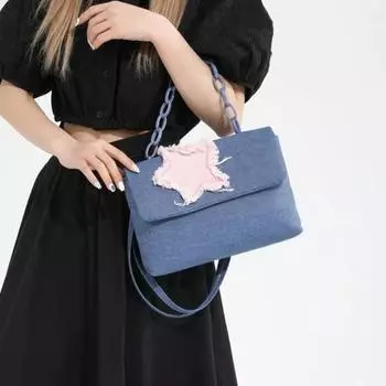 Контрастная джинсовая сумка для женщин, сумка-мессенджер, универсальная сумка-тоут, большая вместимость, модный дизайн, новый