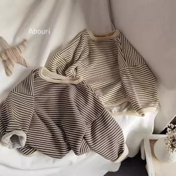 Контрастная футболка, осенние новые брендовые футболки с длинными рукавами, топы с круглым вырезом с мультяшным принтом, модная детская одежда, тонкая рубашка с мягким низом 90cm