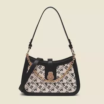 Контрастная корейская женская сумка-багет, модная тисненая сумка для девочек, маленькая квадратная сумка на подмышку, повседневная и универсальная сумка для девочек на цепочке