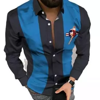 Контрастная офисная мужская рубашка S чёрный