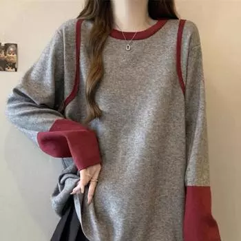 Контрастная полосатая майка Sping Velvet с длинными рукавами, женская футболка больших размеров, модный топ M