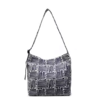 Контрастная полосатая тканая сумка-тоут, студенческая сумка для занятий, женская сумка через плечо синий