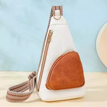 Контрастная сумка через плечо, женская сумка через плечо из мягкой кожи, маленькая нагрудная сумка с цветными блоками коричневый