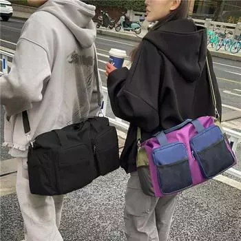 Контрастная сумка для йоги и фитнеса, мужская маленькая спортивная сумка через плечо, женская портативная дорожная сумка чёрный