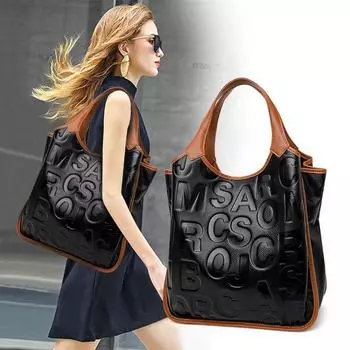 Контрастная сумка для поездок на работу, новый стиль, первый слой коровьей кожи, большая вместимость, повседневная сумка через плечо