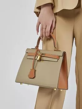 Контрастная сумка из кожи с принтом пальмы второго поколения, качественная женская сумка на одно плечо, универсальная сумка через плечо Ins 25x10x18cm оранжевый/синий