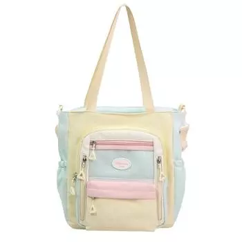 Контрастная сумка кроссбоди Женская большая вместительная сумка через плечо Студенческая сумка для книг зелёный/жёлтый