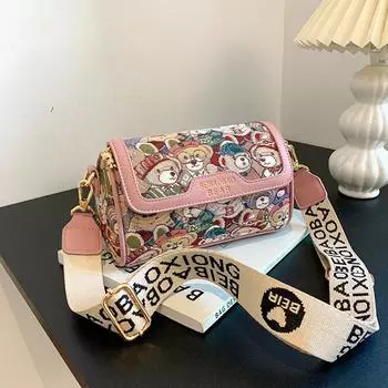 Контрастная сумка-мессенджер Beibaobao Cartoon Bear - 2024 Новая модная сумка через плечо для женщин коричневый