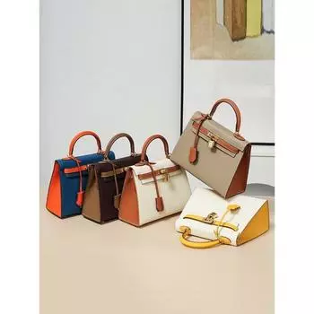 Контрастного цвета сумка через плечо кожаная новая женская ручная переноска маленькая высококачественная женская офисная сумка 25x11x19cm серый