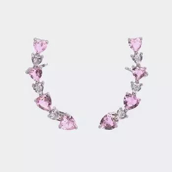 Контрастные белые розовые циркониевые серьги-сердечки для женщин