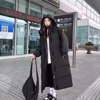 Контрастные цвета черного и белого цвета. Одежда из хлопка. Одежда с хлопковой подкладкой. Длинные модели для женщин выше колена. Новая свободная одежда из Южной Кореи. S