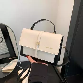 Контрастные цвета и красота, персонализированная ретро-сумка небольшого размера, модная сумочка, женская сумка через плечо 2024 года, новый нишевый дизайн чёрный