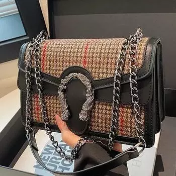 Контрастные цвета, новый стиль, маленькие квадратные сумки для женщин с цепочками на одно плечо и через плечо