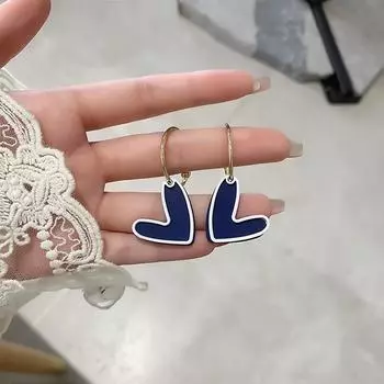 Контрастные цветные серьги Love, французские высококачественные синие серьги, ретро-дизайн, темпераментные серьги-гвоздики