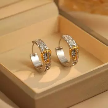 Контрастные цветные серьги с бриллиантами, поясные серьги, женские модные индивидуальные легкие роскошные пряжки для ушей, нишевые серьги высокого класса с характером 18K