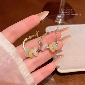 Контрастные круглые серьги Dopamine: Элегантный дизайн ниши в стиле фей A1798 золотой