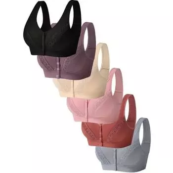 Контрастные кружевные бюстгальтеры без косточек, удобные и дышащие бюстгальтеры с пряжкой спереди, женское нижнее белье 36/80 чёрный