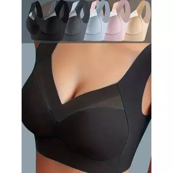 Контрастные сетчатые бескостные бюстгальтеры, удобные и дышащие бюстгальтеры Push Up, женское нижнее белье L чёрный