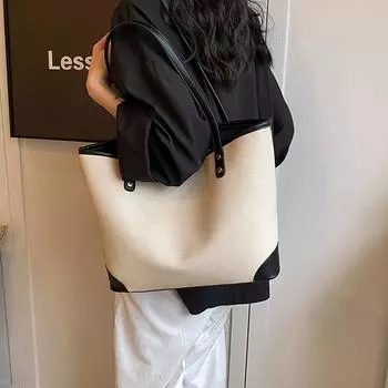 Контрастный цвет большая вместительная сумка женская осень новый ретро сумки на одно плечо мода дорожная универсальная сумка