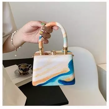 Контрастный цвет литературно-художественный национальный стиль портативная сумка с клипсой женская сумка 2024 новый креативный летний плечевой популярный модный кроссбоди белый