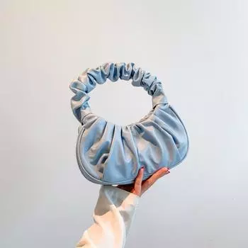 Контрастный цвет мода однотонный плиссированный облако милый сумка через плечо уличная тенденция портативный подмышечная женская сумка небесно-голубой