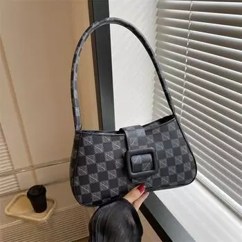 Контрастный цвет модная сумка через плечо простая личность темпераментная сумка-багет 2024 лето новый иностранный стиль сумка подмышкой женская чёрный