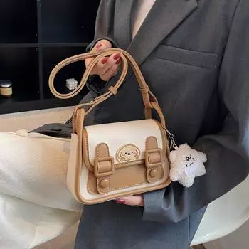 Контрастный цвет Простая сумка Летняя высококачественная текстура Модная ретро сумка через плечо Сумка через подмышку коричневый