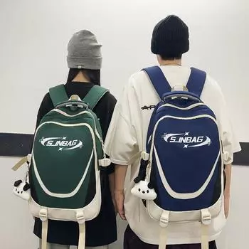 Контрастный цвет, школьный рюкзак для учащихся средней школы, женский рюкзак большой емкости, мужской дорожный рюкзак чёрный