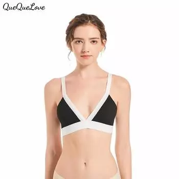 Контрастный цвет Треугольная чашка Без косточек Нижнее белье Бретелька Бюстгальтер Тренд Простой Повседневный После Новой Пряжки S абрикосовый