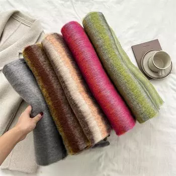 Контрастный цветной мохеровый шарф женский зимний искусственный кашемировый шарф высокого класса Европа и Америка 43*230cm