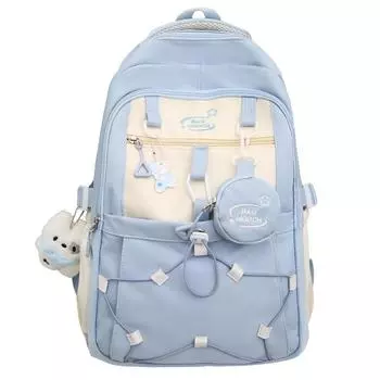 Контрастный цветной школьный рюкзак для учеников младших классов средней школы, рюкзак большой вместимости в студенческом стиле с кошельком для монет чёрный