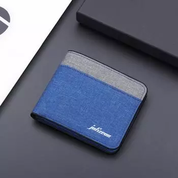 Контрастный держатель для карт большой емкости для мужчин. Деловой стиль. Несколько фиксаторов. Популярный мужской короткий кошелек. Холщовый кошелек, модный ручной работы. чёрный