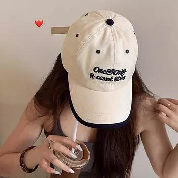 Контрастный край английской бейсболки с шипами Модная кепка Show face Маленькая американская ретро-кепка с широкими полями Adjustable