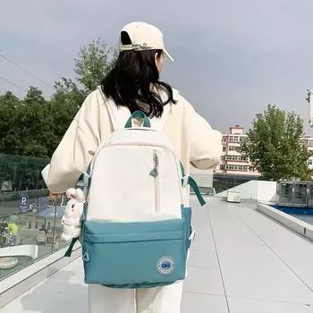 Контрастный рюкзак Студенческий школьный рюкзак большой вместимости чёрный