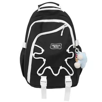 Контрастный рюкзак, студенческий школьный рюкзак, легкий женский рюкзак большой вместимости с несколькими отделениями чёрный