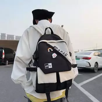 Контрастный школьный рюкзак большой емкости рюкзака напечатанный письмом для учащихся средней школы