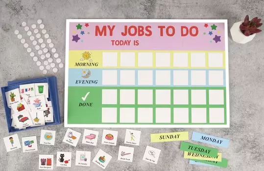 Контрольный список ежедневных обязанностей Inkdotpot Kids, список дел, ежедневная рутина, график домашних дел, контрольный список на утро/вечер 11.5x8.5 inches белый