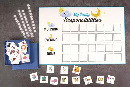 Контрольный список ежедневных обязанностей Inkdotpot Kids, список дел, ежедневная рутина, график домашних дел, контрольный список на утро/вечер 11.5x8.5 inches белый