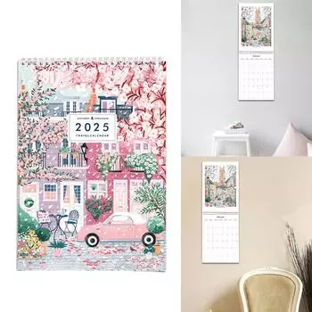 Контрольный список путешествий на 2025 год. Календарь с двойной спиралью. Ежемесячный календарь-планировщик на 2025 год. 12 месяцев с января 2025 года по декабрь 2025 года.