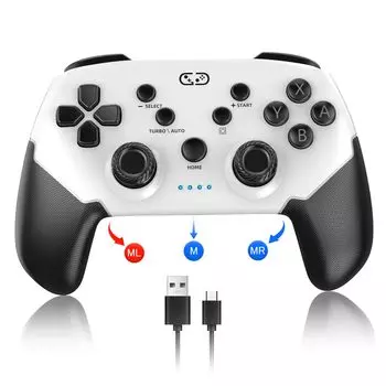 Контроллер 2024 Обновление Bingoods Switch Pro Контроллер Беспроводной с кнопкой Назад Редактирование макросов Автоматическое удержание Bluetooth-подключение Оснащен гироскопом