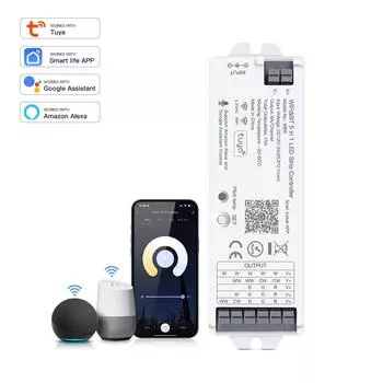 Контроллер 5 в 1 Tuya Wi-Fi, умный светодиодный диммер, контроллер 2,4G, поддержка Alexa Google Assistant для светодиодных лент DC12V-24V CCT RGB RGBCCT