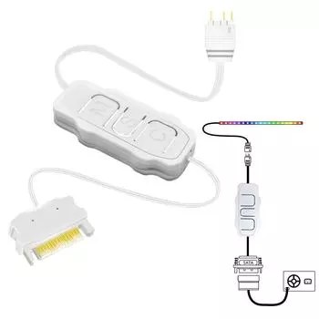 Контроллер ARGB 5 В 3-контактный контроллер RGB SATA блок питания светодиодные ленты пульт дистанционного управления кабель контроллера синхронизации RGB белый