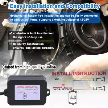 Контроллер автомобильного звукового сигнала, электрический звуковой сигнал, динамик, блок управления звуком с переключением 12 звуковых эффектов, 12-24 В