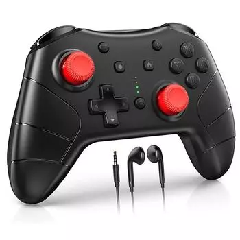 Контроллер Jomaa Wireless Switch Pro с разъемом для наушников, удаленный геймпад для Nintendo Switch Lite с функцией Turbo Black