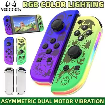 Контроллер Joy BT 5,2 L/R для N Switch/Oled/Lite, беспроводной геймпад для ПК, джойстик Yuzu RGB с двойным вибрационным пробуждением фиолетовый