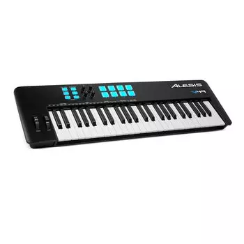Контроллер клавиатуры Alesis USB MIDI с 49 клавишами, совместимыми с Velocity, 8 барабанных пэдов с функцией ПОЛНОГО УРОВНЯ высоты тона NOTE REPEAT, программное обеспечение для создания музыки