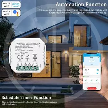Контроллер открывания гаражных ворот Tuya Wi-Fi, мобильный телефон, удаленное управление через приложение, совместимое с Alexa разноцветный